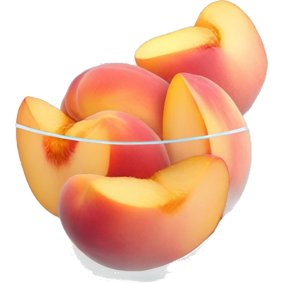 Pink peach slices in a clear glass bowl  emoji