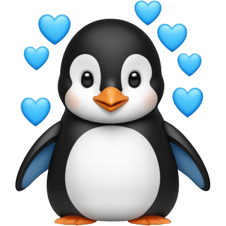 loving penguin whit blue hearts around him emoji