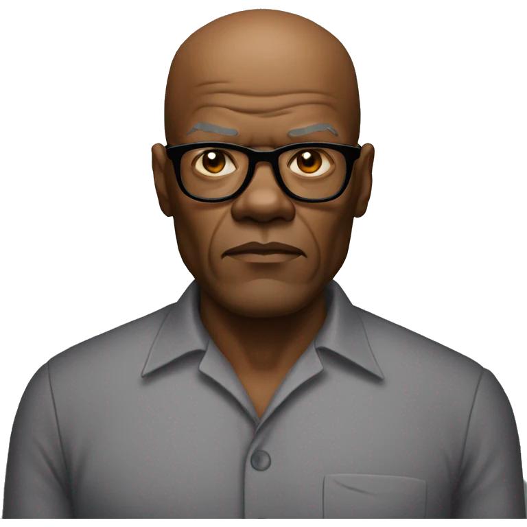 bald samuel l jackson serious wearing shirt emoji