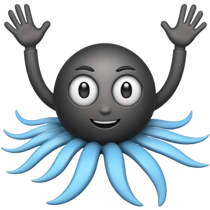 simple professional cyclone emoji with cartoon eyes, black arms and legs, polished emoji style, suitable for company logo emoji