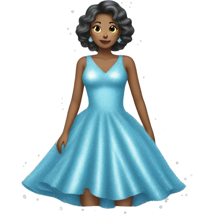 Sparkly pastel blue dress covered in glitter. The dress should be long  emoji