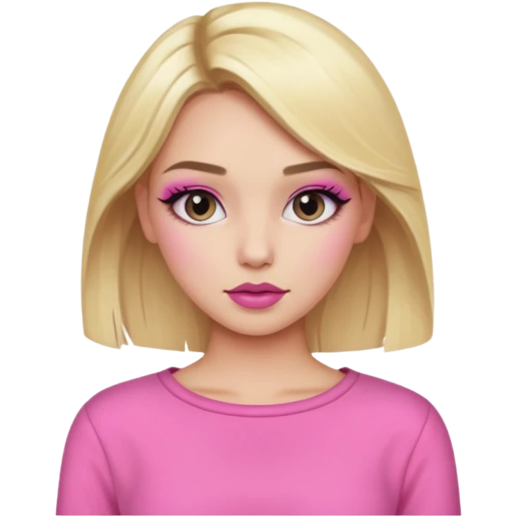 blonde girl, pink clothes, trendy heavy makeup emoji