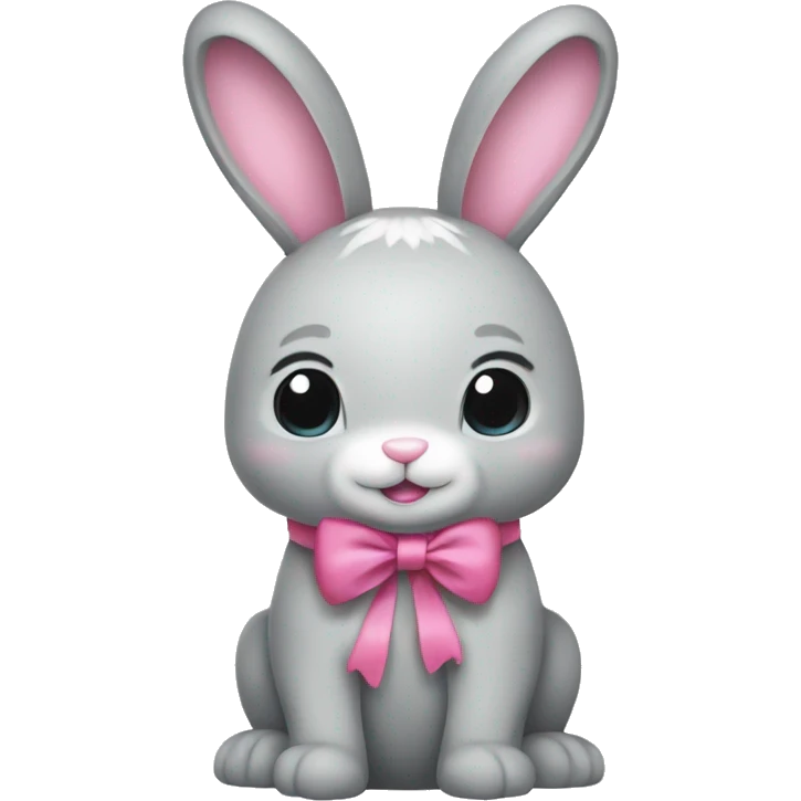 A light gray bunny with a pink bow, cute, chrismas vibe emoji