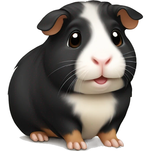 Cute cartoon happy black tan guinea pig emoji