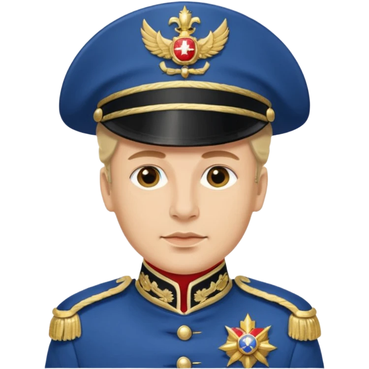 French general, ornate blue uniform, gold epaulettes, bicorne hat, medals emoji