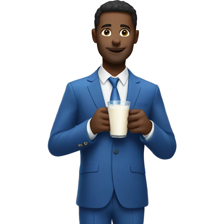 A man drink milk Wearing a blue suit emoji