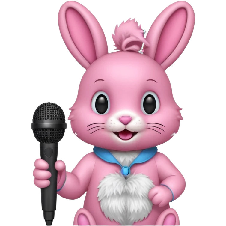 pink bunnie singing , holding mic emoji
