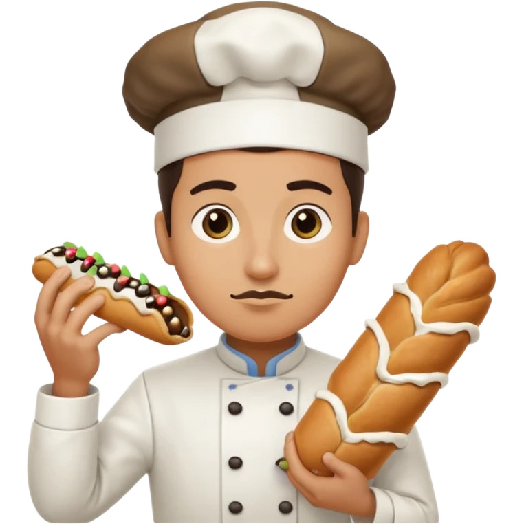 Cringe overworked pastry chef with cannoli emoji
