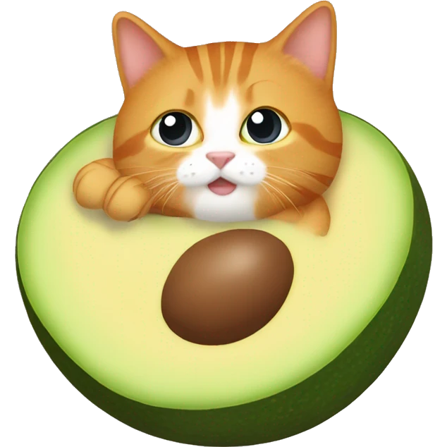 a cute ginger cat in an avocado onesie emoji