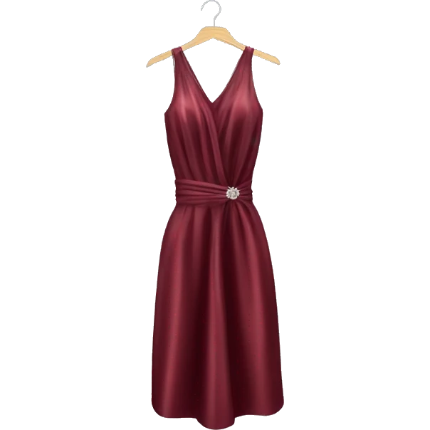 Luxury sparkling silk dress in dark-cherry-Red-colour on hanger emoji