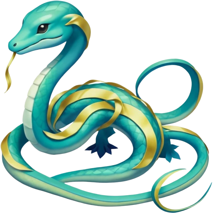 Sleek Serpentine Aquatic Ribbon-bodied Elegant Pokémon-Fakémon-Digimon-Creature, (full body) emoji