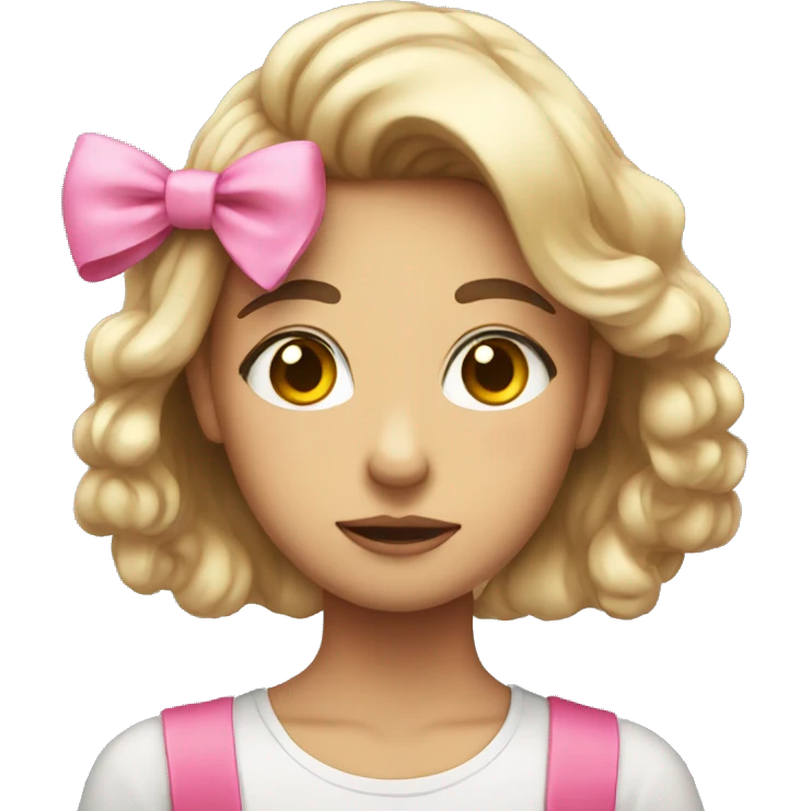Emoji side eyeing me with a pink bow emoji