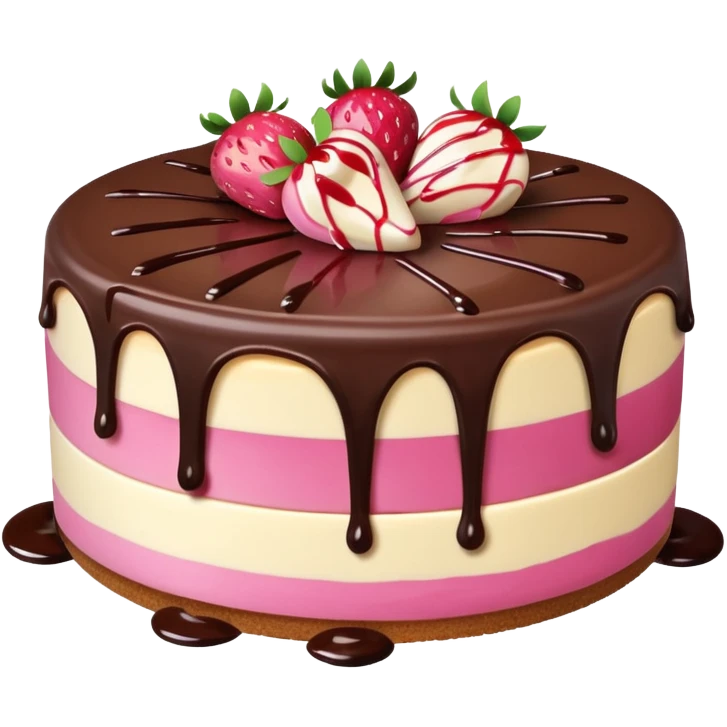 Pink Strawberry Cheesecake With Chocolate Syrup  emoji
