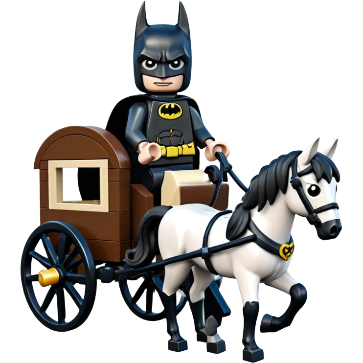  Ultra cute  Lego detailed 1854 Batman and pretty Catgirl driving dream horse drawn Caravan alone at romantic trails in the woods  emoji