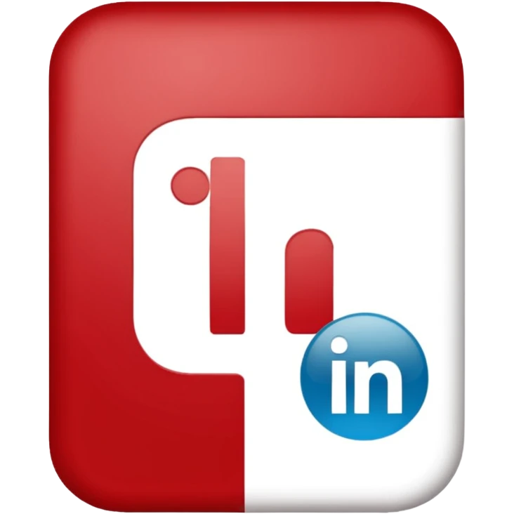 logo linkedin en blanc et rouge emoji