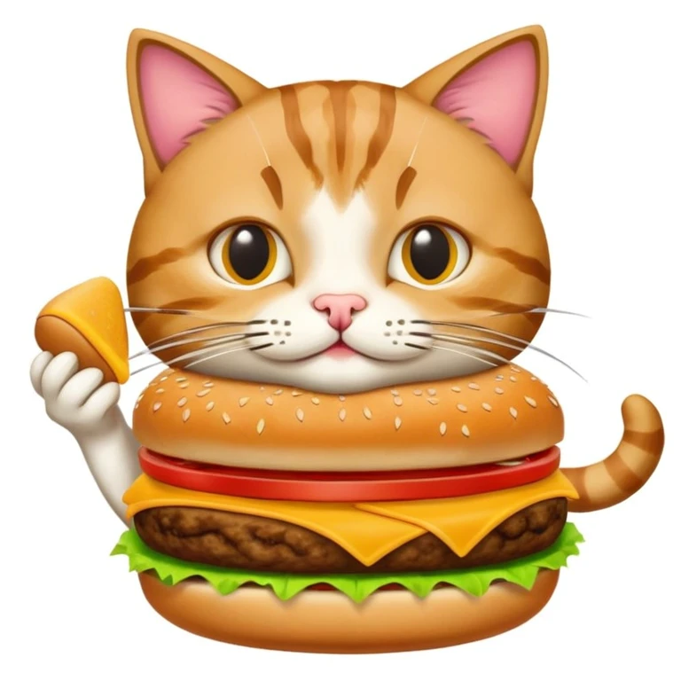 Cat eating burger emoji
