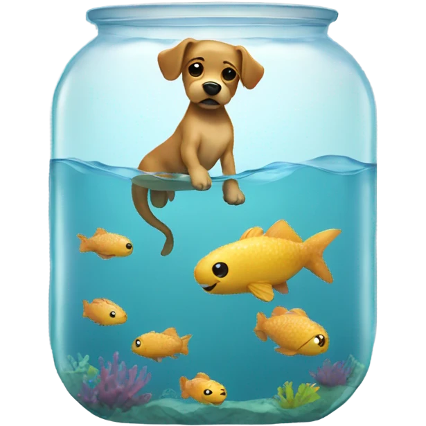 Dog mermaid swimming in a tank emoji
