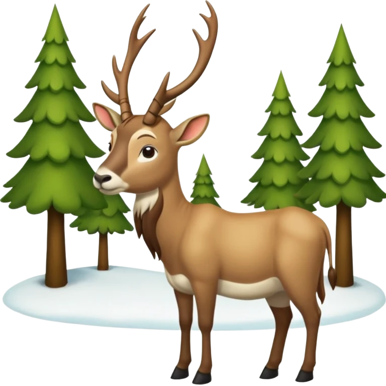 Eland voor slede in dennenbos  emoji