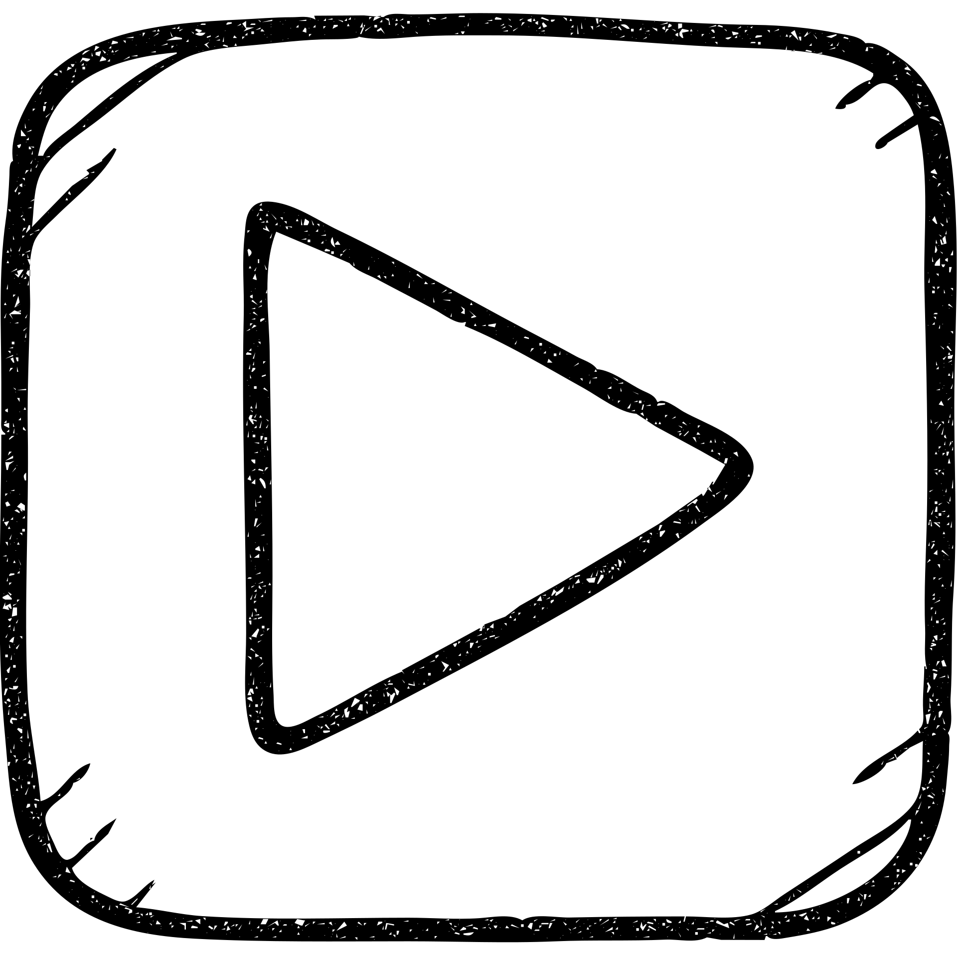 hand drawn outlined play button icon, simple, rough lines emoji