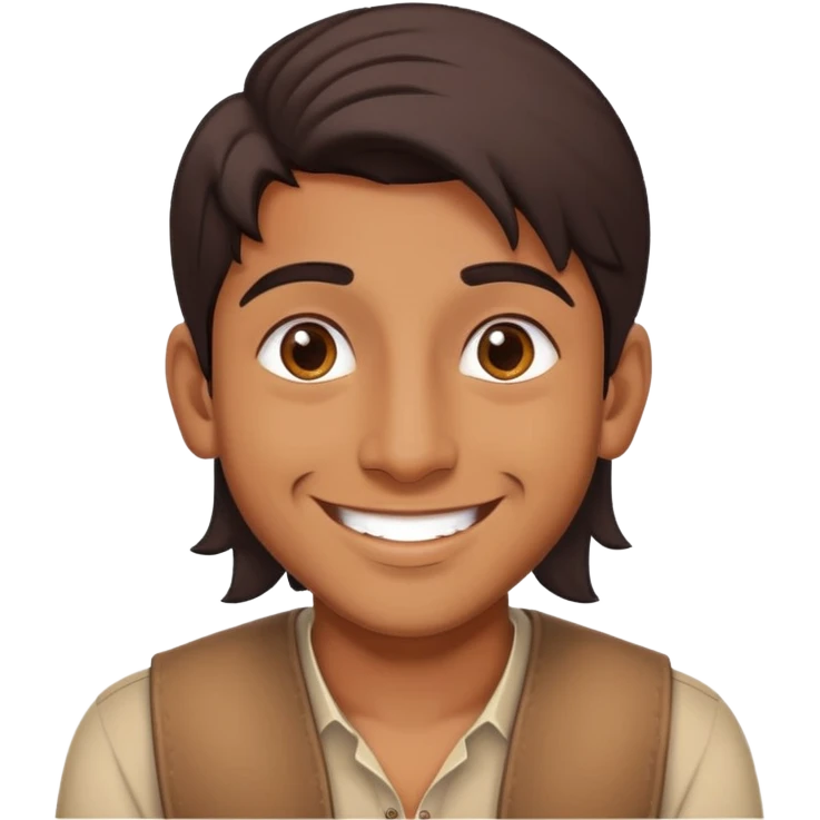 a 21 year old brown indian boy smiling and looking happy emoji