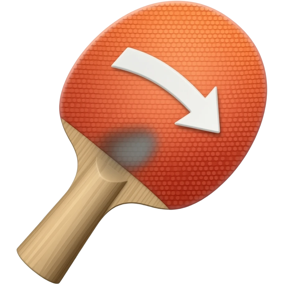 A table tennis ball with an arrow marking the firespin, indicating that it is a backspin emoji