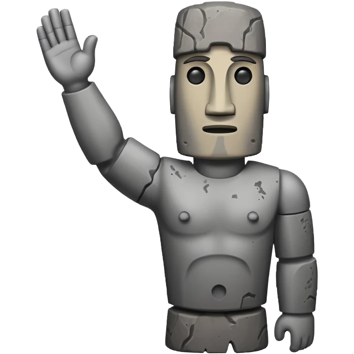 Un moai con una deja levantada emoji