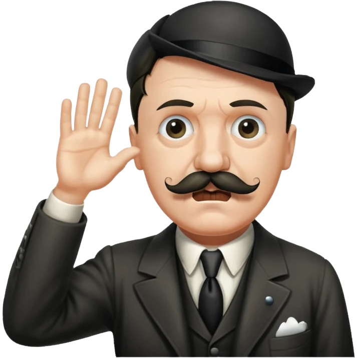 Adolf hitler with a Charlie Chaplin mustache throwing up CK emoji