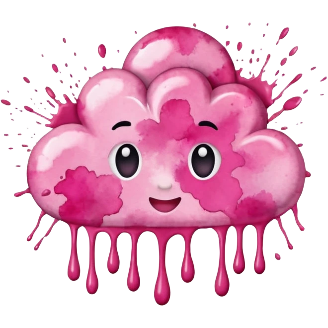 Realistic, watercolor, month February title splatter ìn pinks  emoji