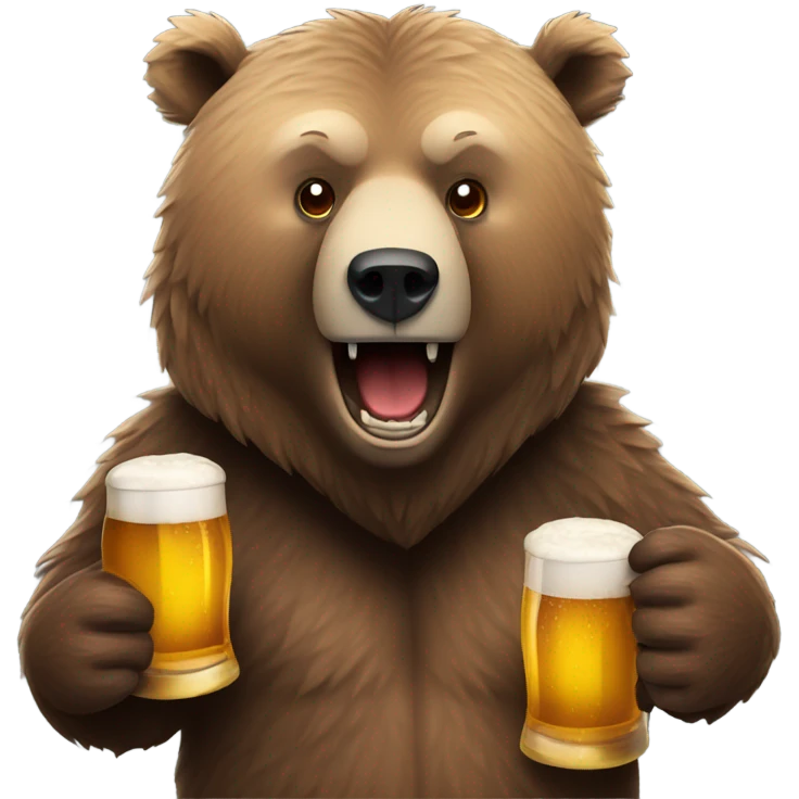 Grizzly with  beer emoji