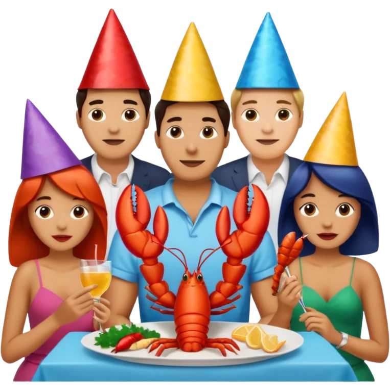 To many people eating lobster at a family party emoji