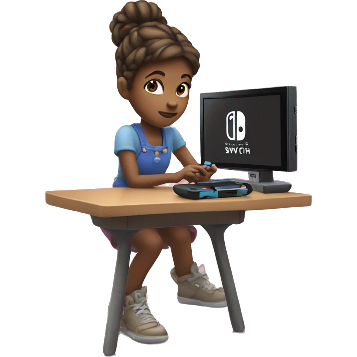 A girl is playing a Nintendo Switch emoji