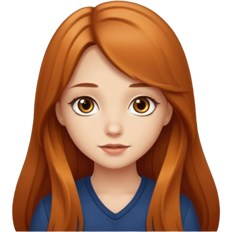 Cute girl with auburn very long hair caramel eye emoji