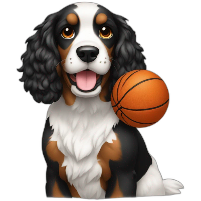 cocker fire black playing basketball emoji
