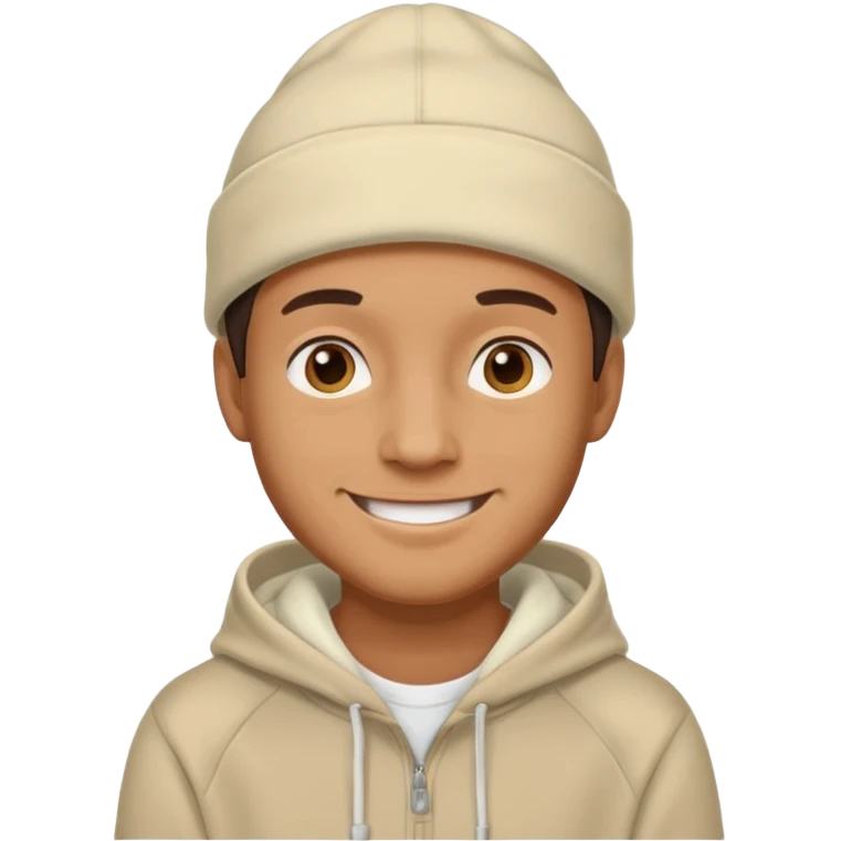 man with creme cap and hoodie emoji
