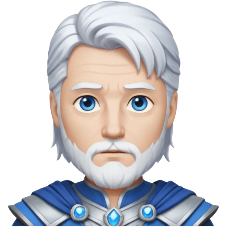 Odin with blue eyes, white hair, silver outfit emoji