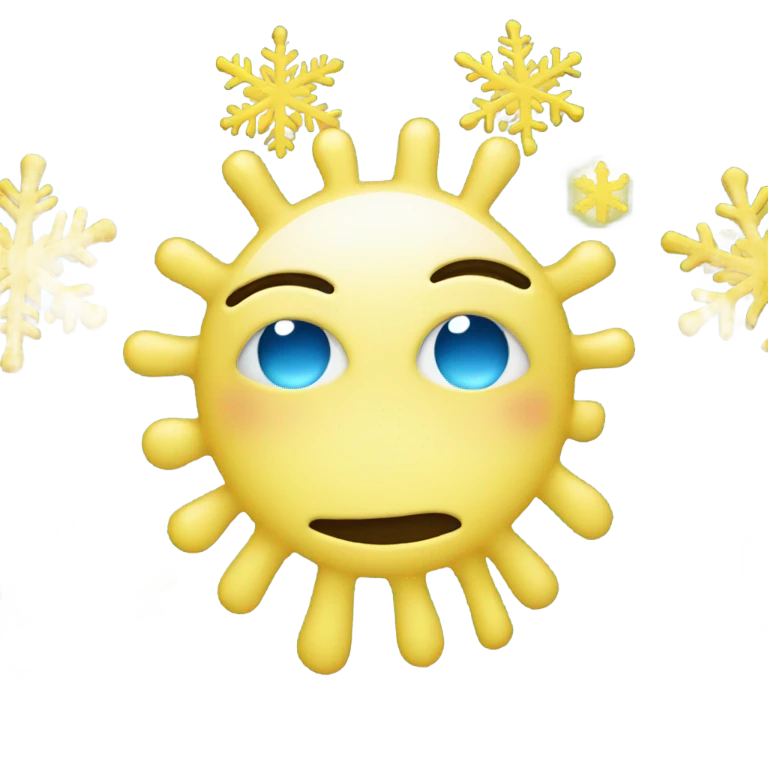 Ideal iPhone Yellow emoji face with 2 light blue snowflakes replacing  eyes  emoji