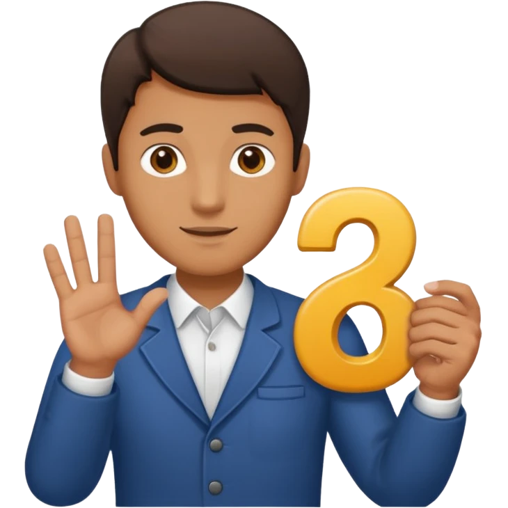 A Man holding the number 6 in one hand, and the number 7 in the other Hand.  emoji