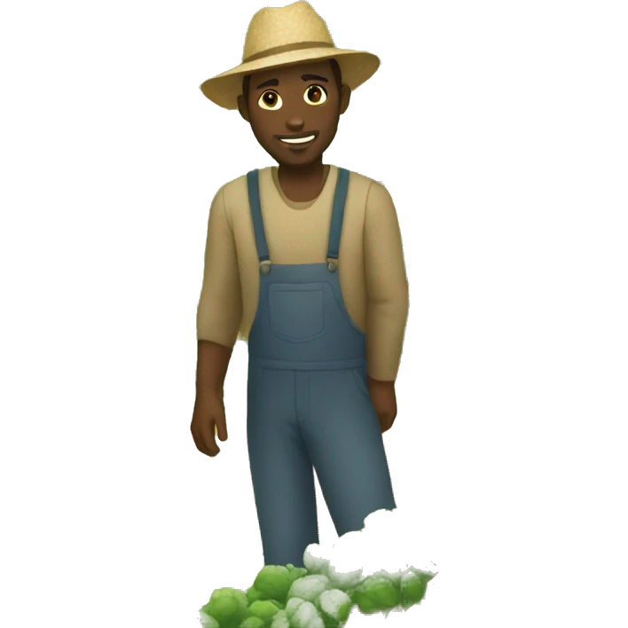 Black man farming in the fields emoji