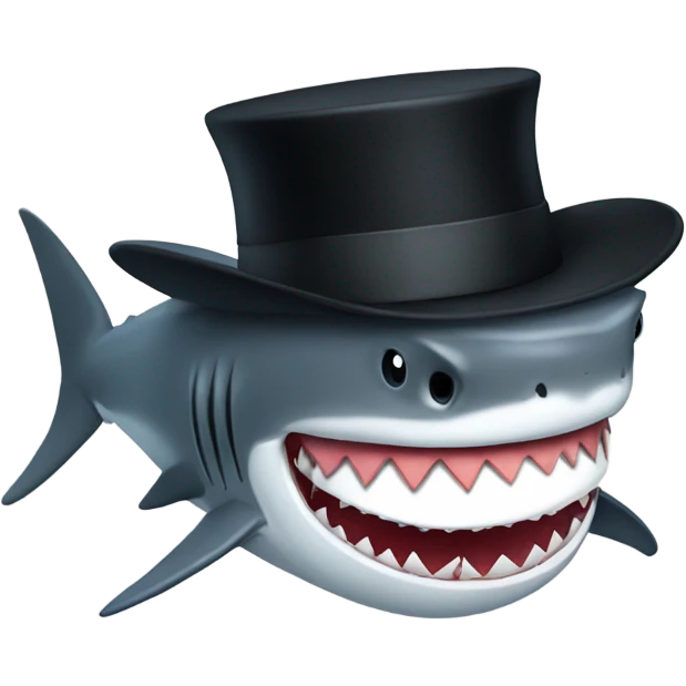 Shark with a top hat emoji