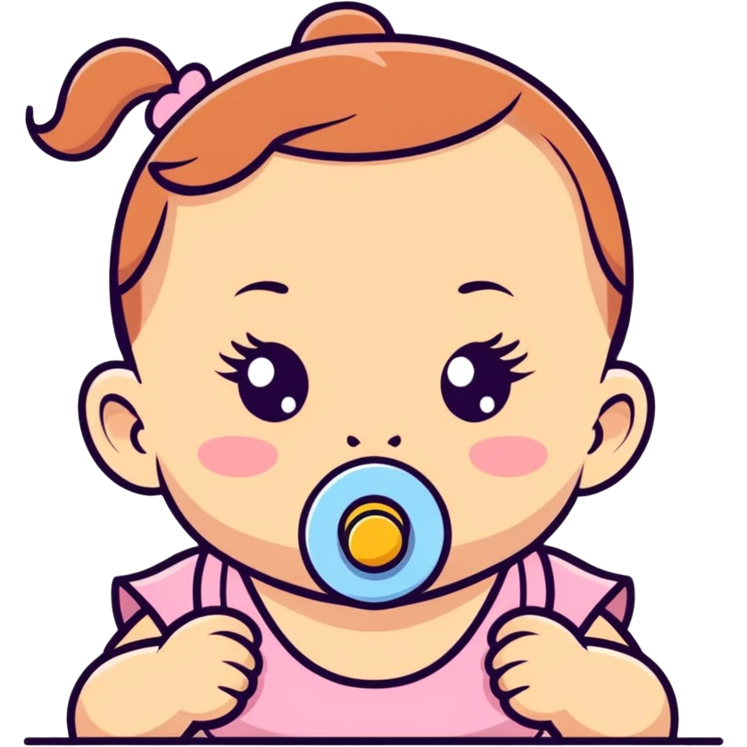 baby girl with a pacifier in her mouth emoji