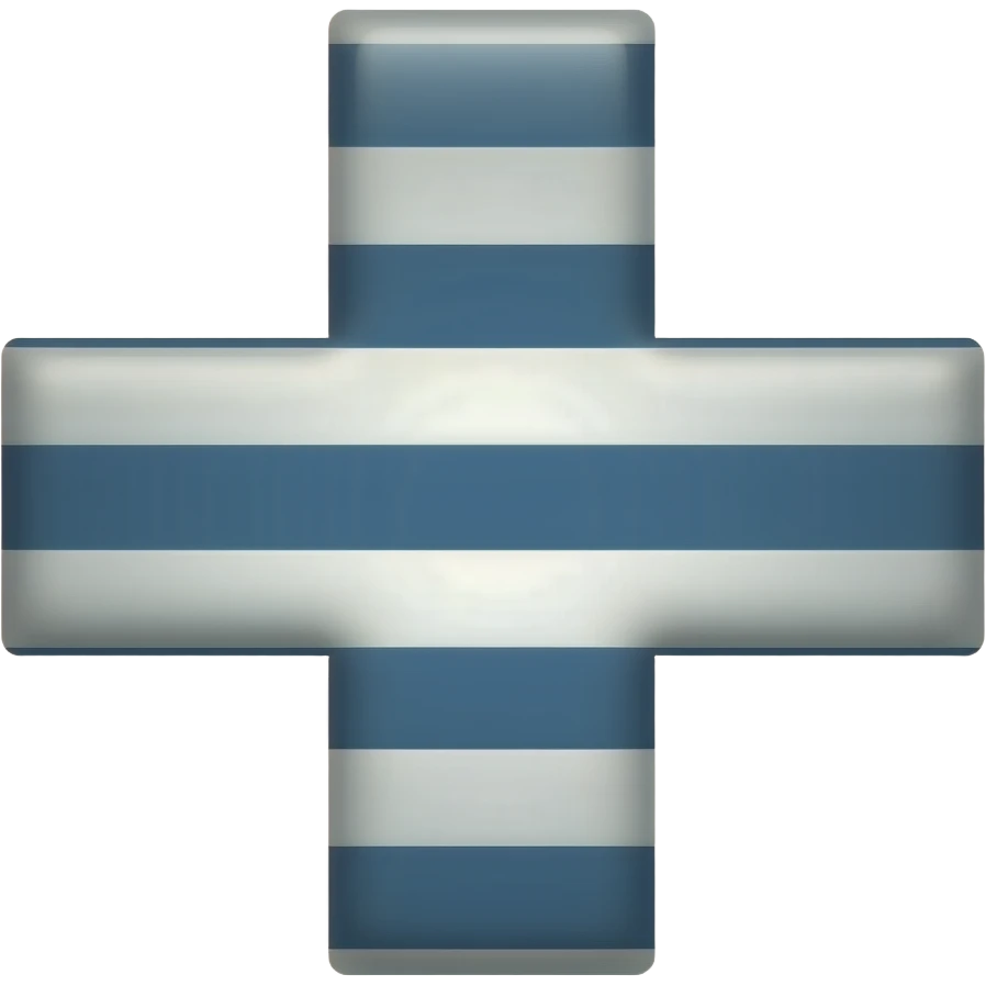 White and dark blue horizontal striped cross emoji