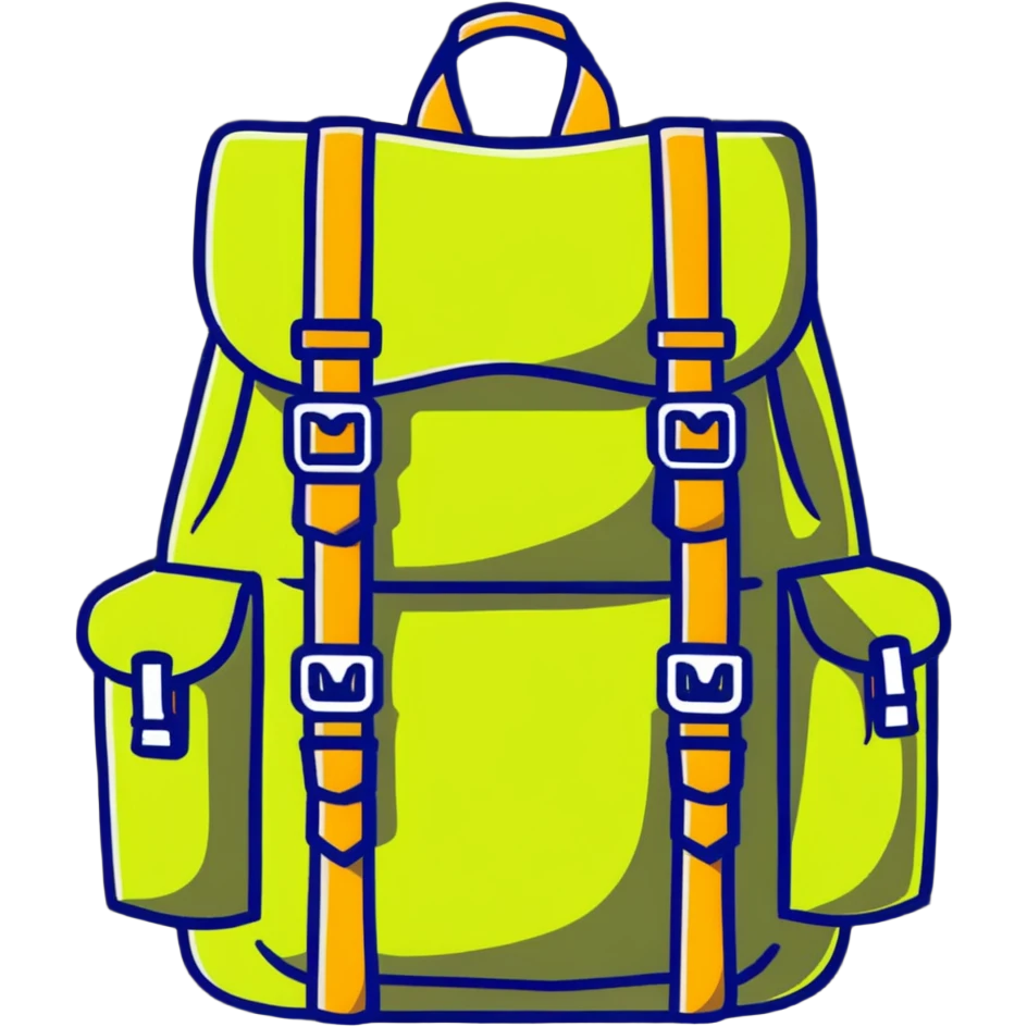 camping backpack with hiking gear emoji