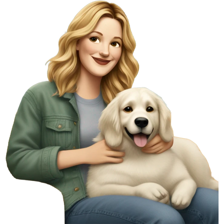 Drew Barrymore With Her Dog Douglas  emoji