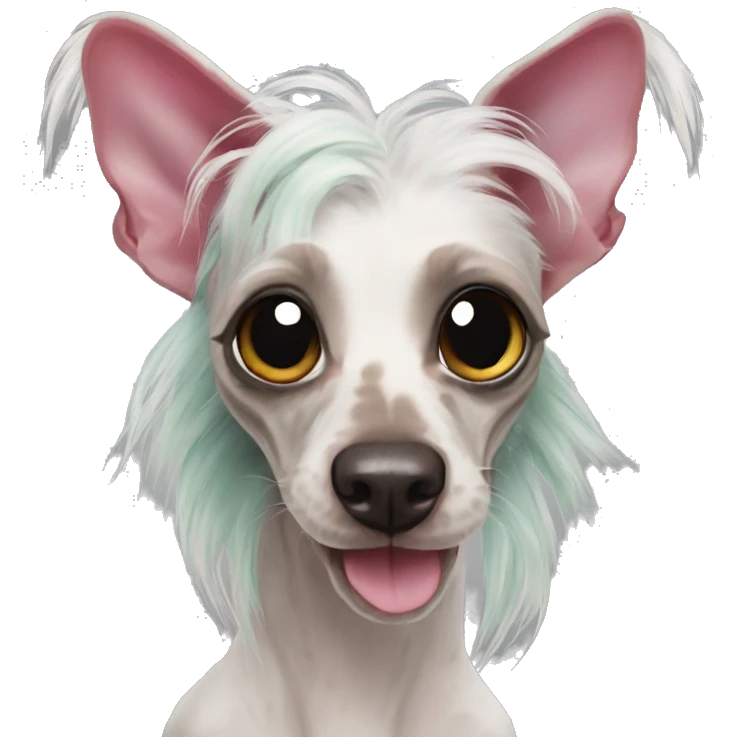 Punk Chinese crested dog rainbow gecko markings emoji