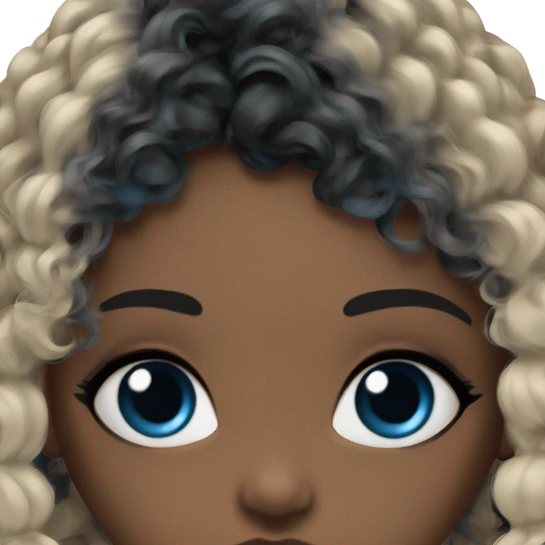 ocean brown doll eyes, black hair, feminine, blue, girl, angelic emoji
