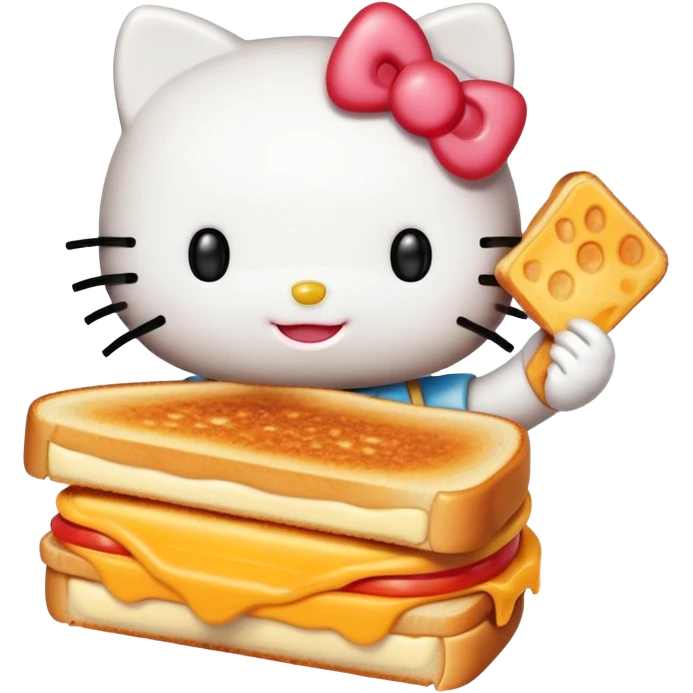 hello kitty with grilled cheese emoji