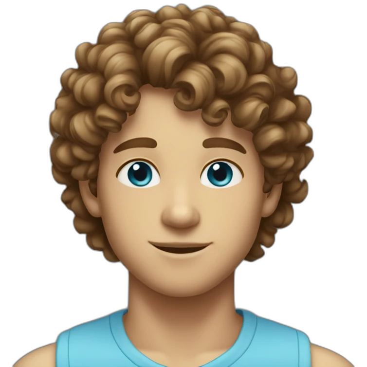 a young man with curly brown hair and light blue eyes emoji