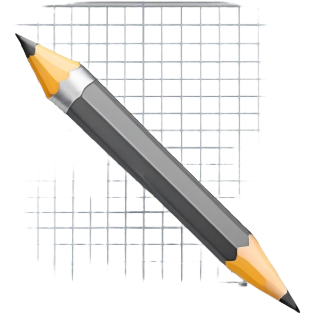 pencil placed over a square grid, representing the sketching phase of a logo emoji