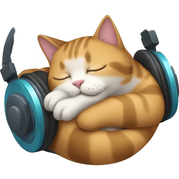 Cat sleeping with music emoji