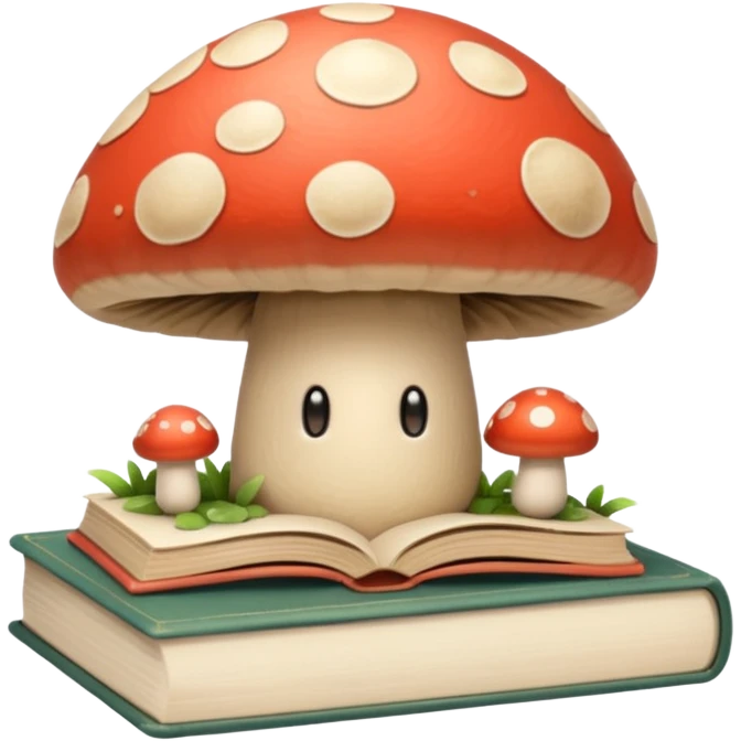 Cozy aesthetic beige mushroom and book emoji